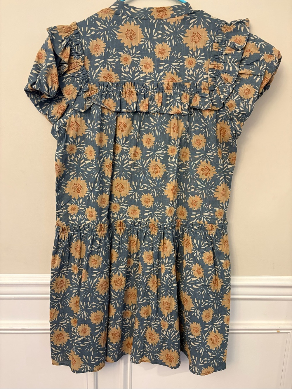 GiGio Floral Ruffle Mini Dress in Blue and Yellow - Picture 6 of 7